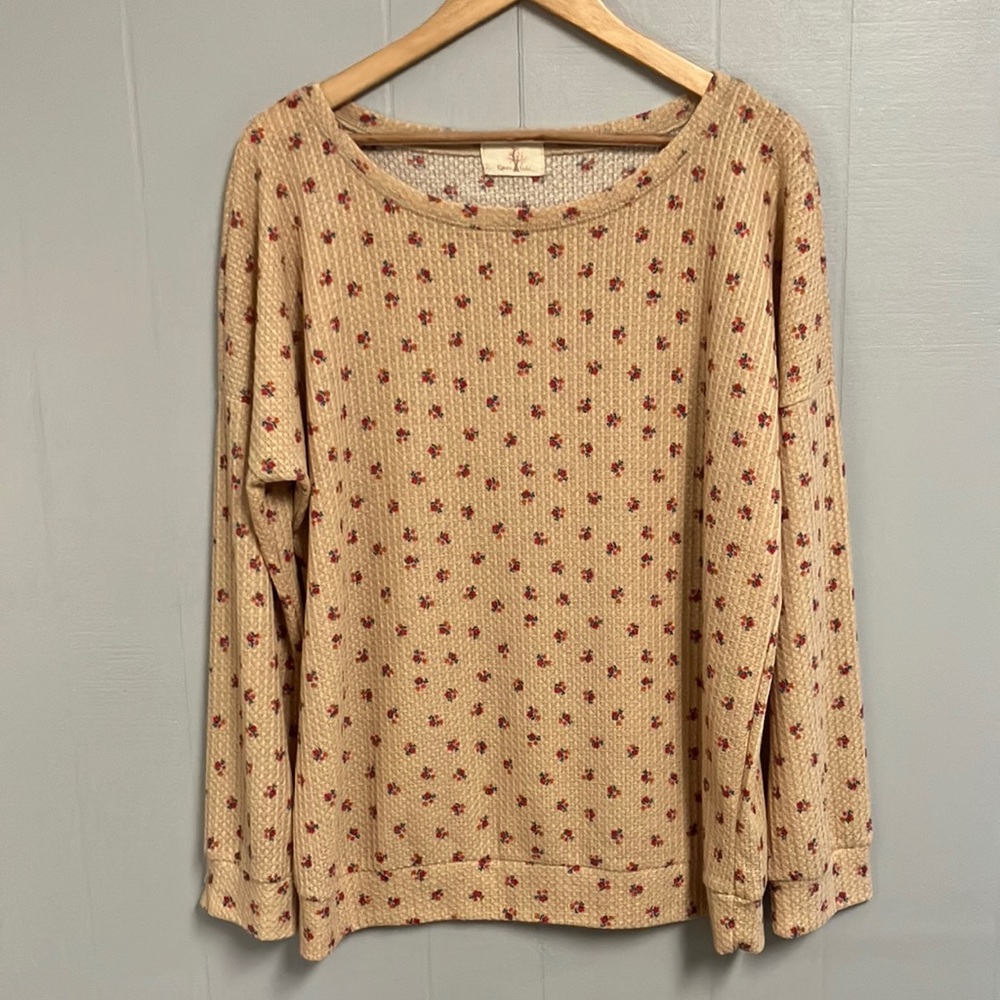 Floral Beige Long Sleeve Top